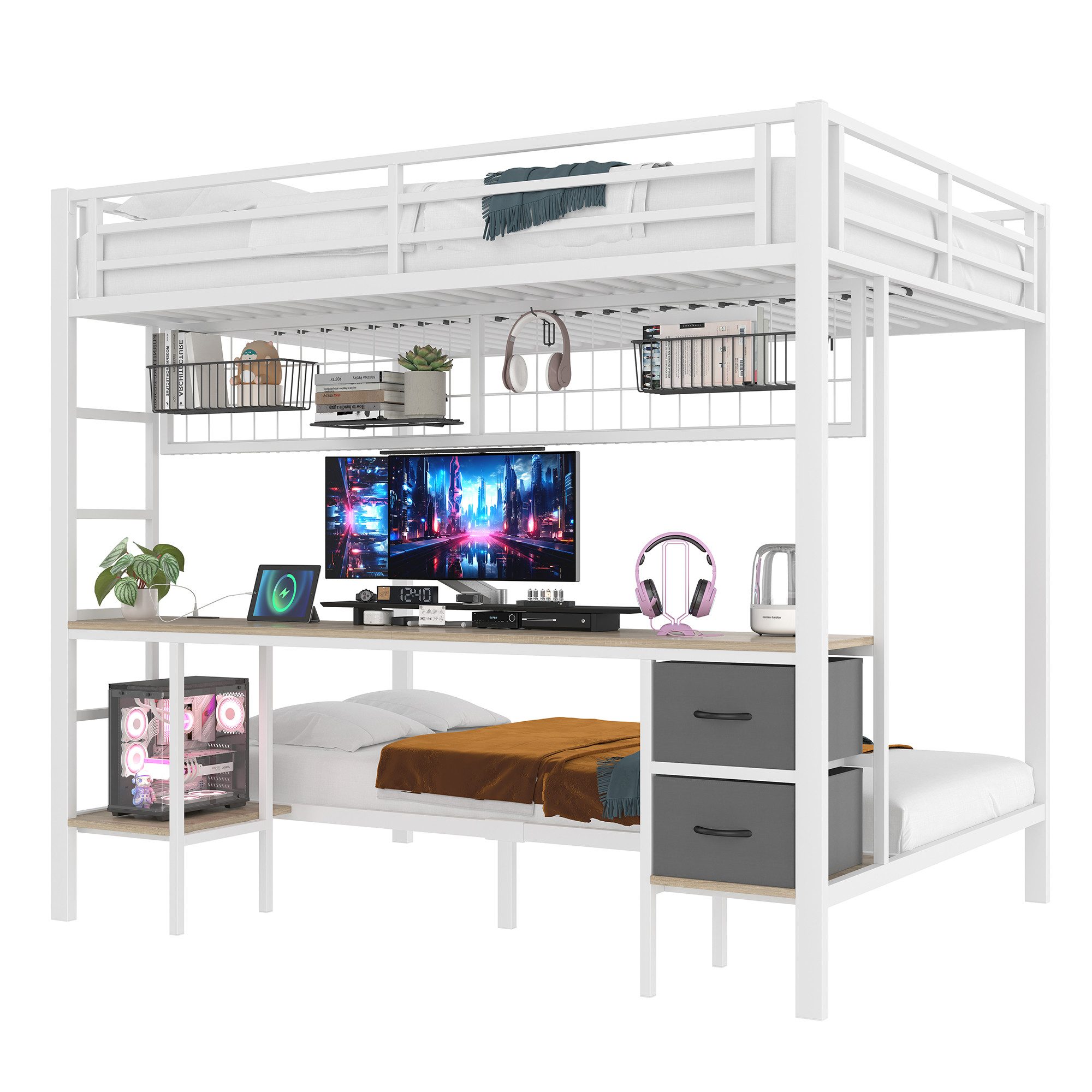 Merax Etagenbett 90x200cm/140x200cm mit LED (1-St., günstig online kaufen