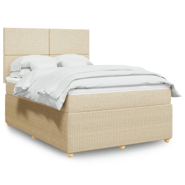 vidaXL Boxspringbett, Boxspringbett mit Matratze Creme 160x200 cm Stoff günstig online kaufen