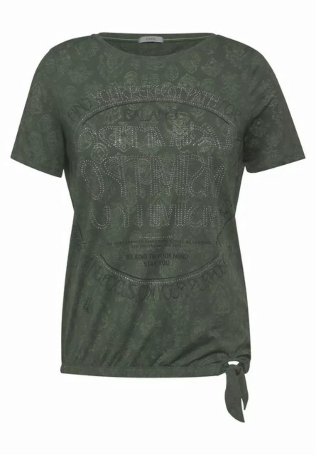 Cecil Kurzarmshirt - kurzarm T-Shirt mit Print und Dekosteinen günstig online kaufen