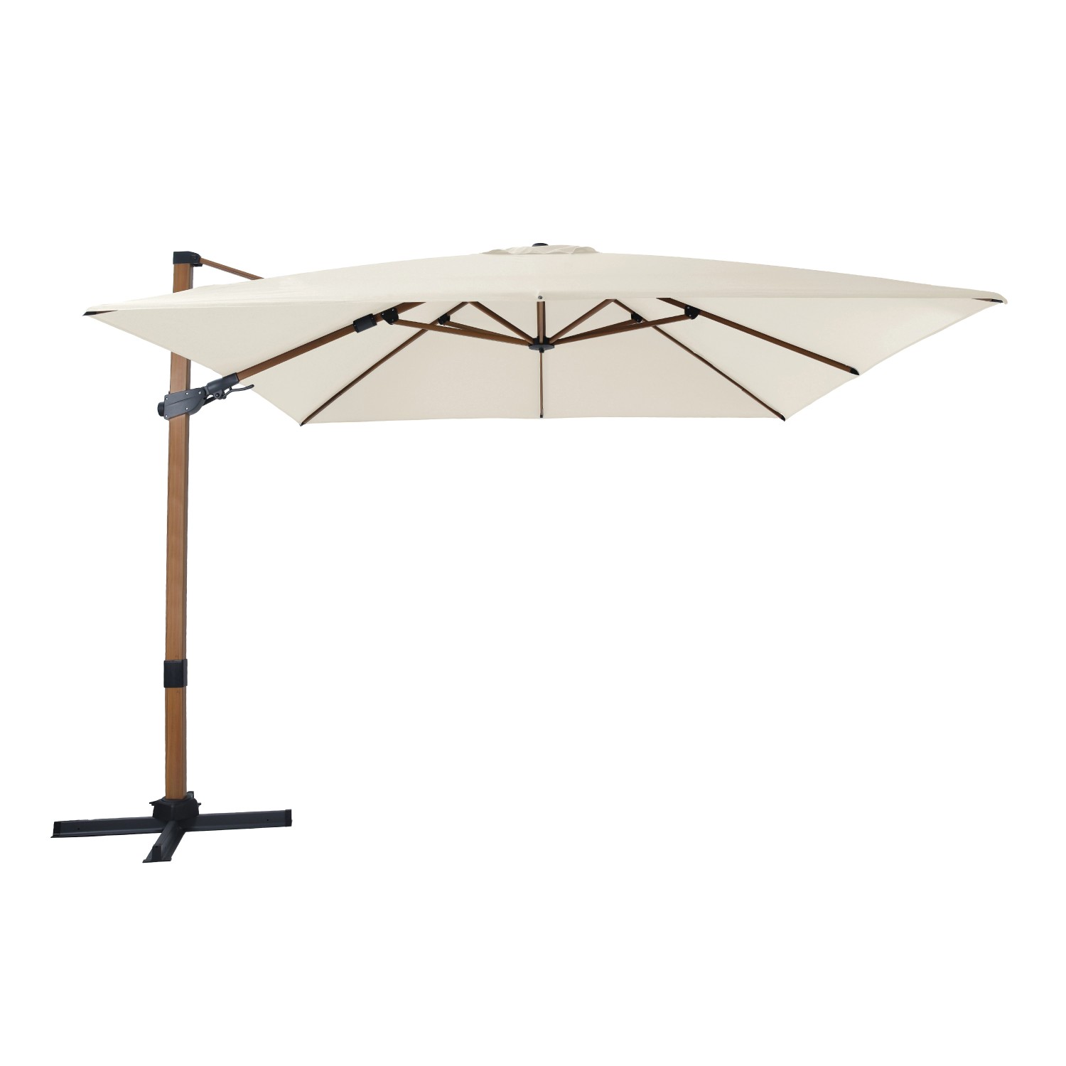 Axi Ampelschirm Apollo Premium 300 cm x 300 cm Holzoptik/Beige günstig online kaufen