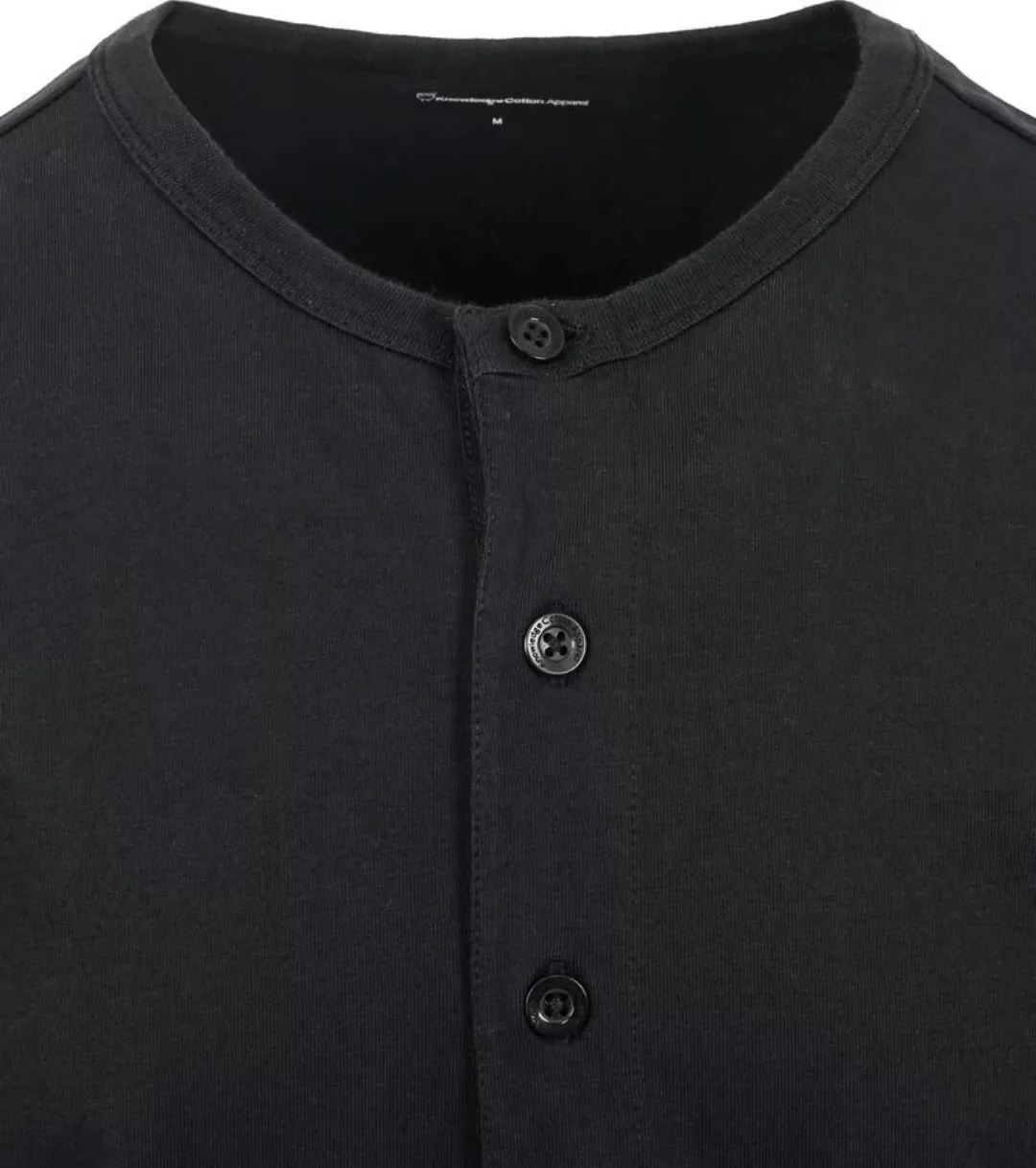 WissenCotton Apparel Langarm-T-Shirt Henley Schwarz - Größe XL günstig online kaufen