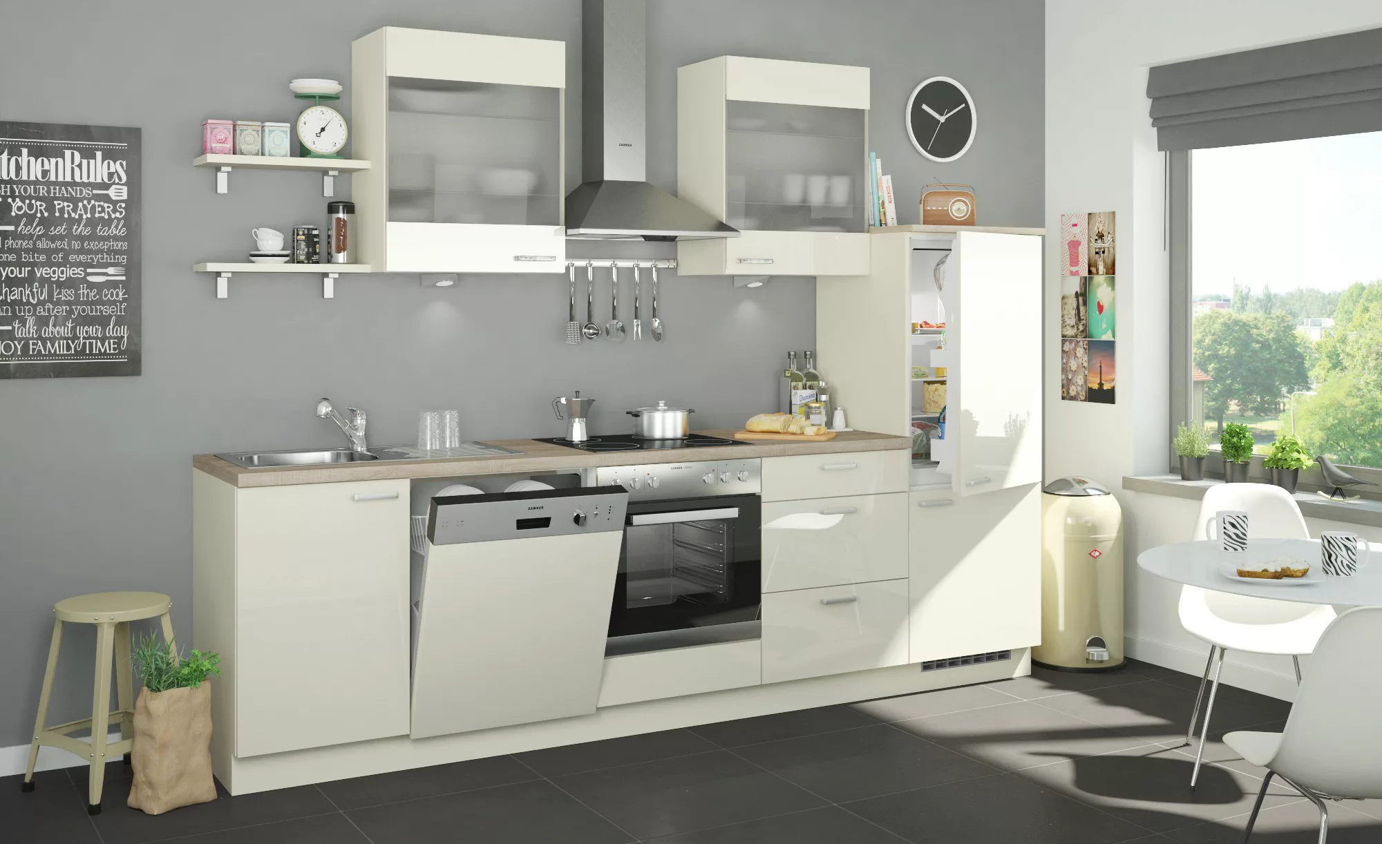Küchenzeile ohne Elektrogeräte  Hamburg ¦ creme ¦ Maße (cm): B: 290 Küchen- günstig online kaufen