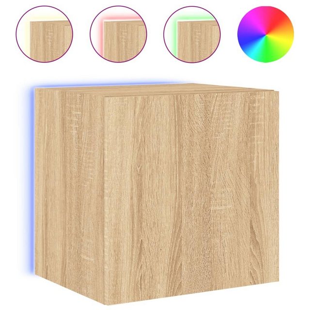 vidaXL Hängeschrank Hängeschrank Wandschrank mit LED Leuchten Räuchereiche günstig online kaufen