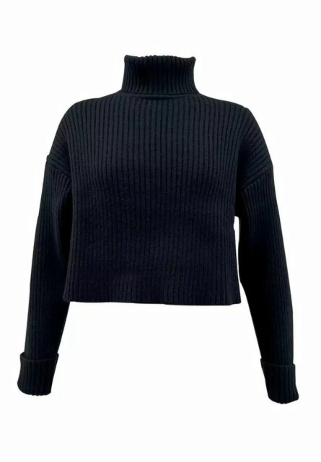 GINI LONDON Stricktop Gini Chunky Schwarzer Pullover mit hohem Halsausschni günstig online kaufen