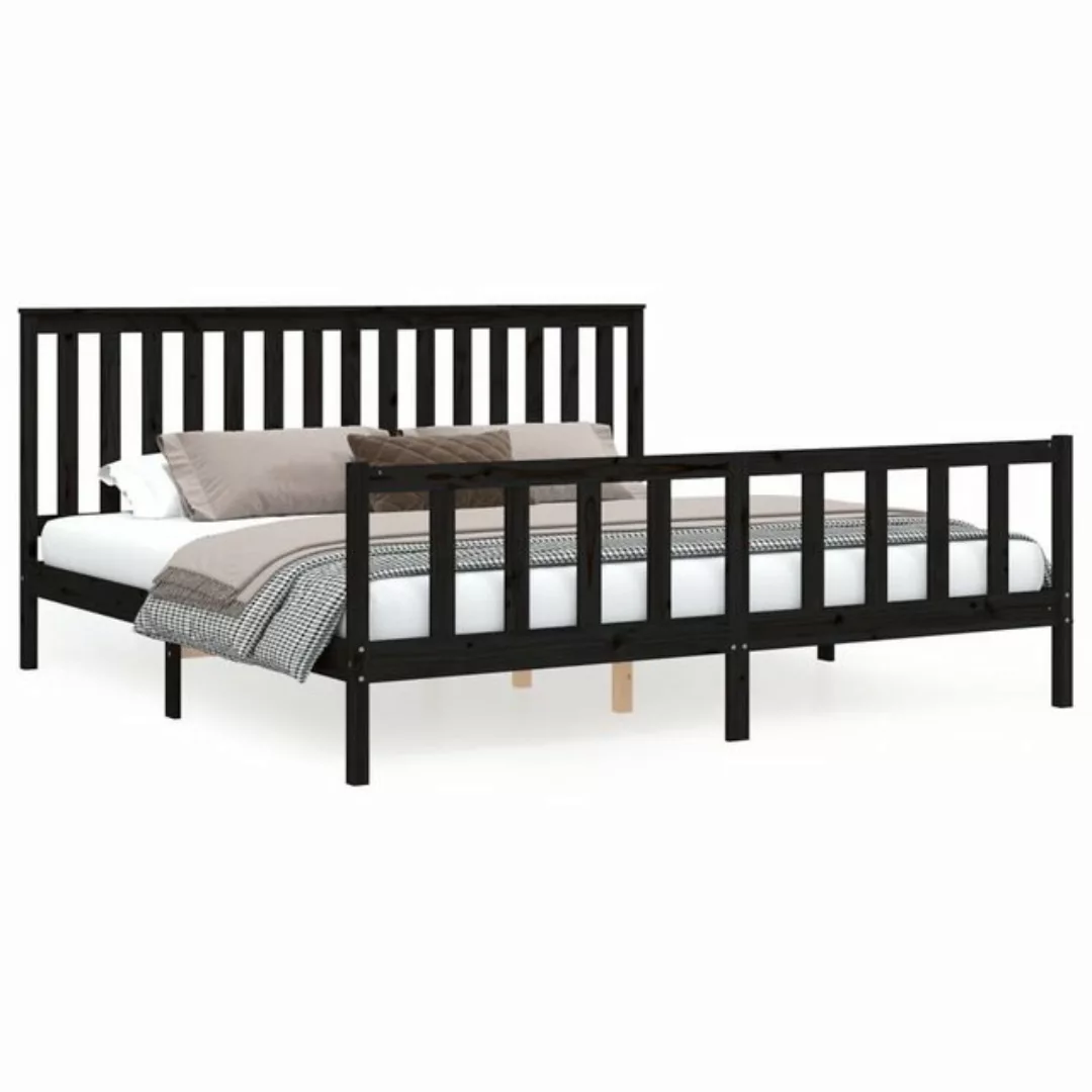 furnicato Bett Massivholzbett mit Kopfteil Schwarz 200x200 cm Kiefer günstig online kaufen