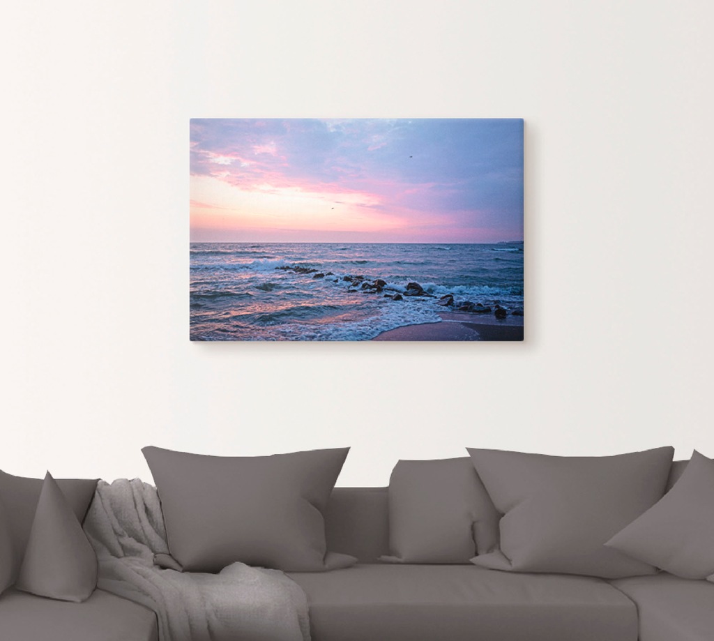 Artland Leinwandbild "Tagesbeginn am schönen Ostseestrand", Gewässer, (1 St günstig online kaufen