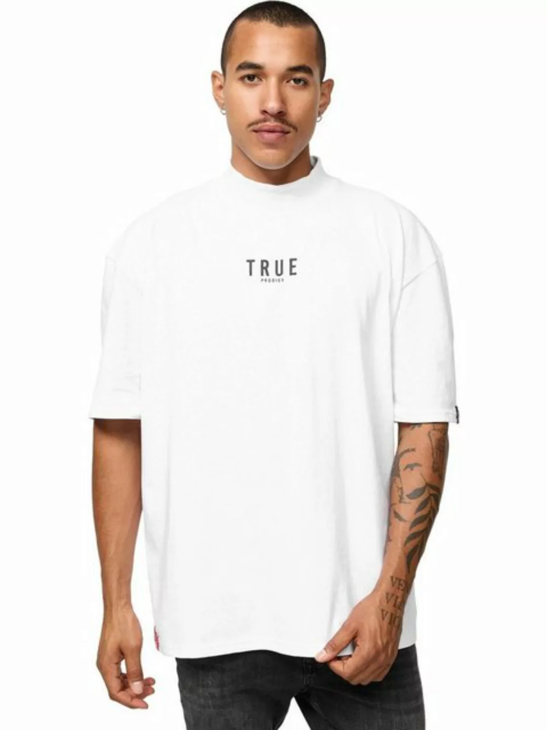 trueprodigy Oversize-Shirt Riley Logoprint Stehkragen dicker Stoff günstig online kaufen