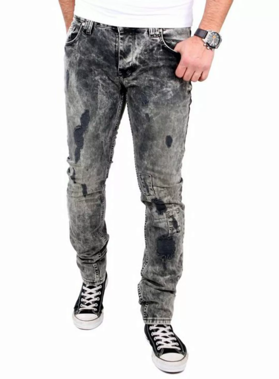 VSCT Destroyed-Jeans VSCT Jeans Herren Alec Slim Black Bleached Destroyed H günstig online kaufen