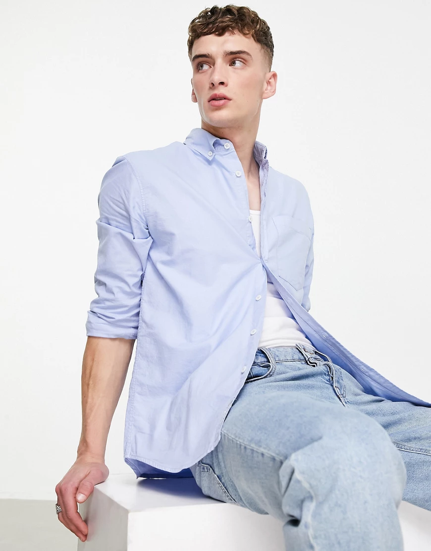 Pull&Bear – Blaues Oxford-Hemd günstig online kaufen