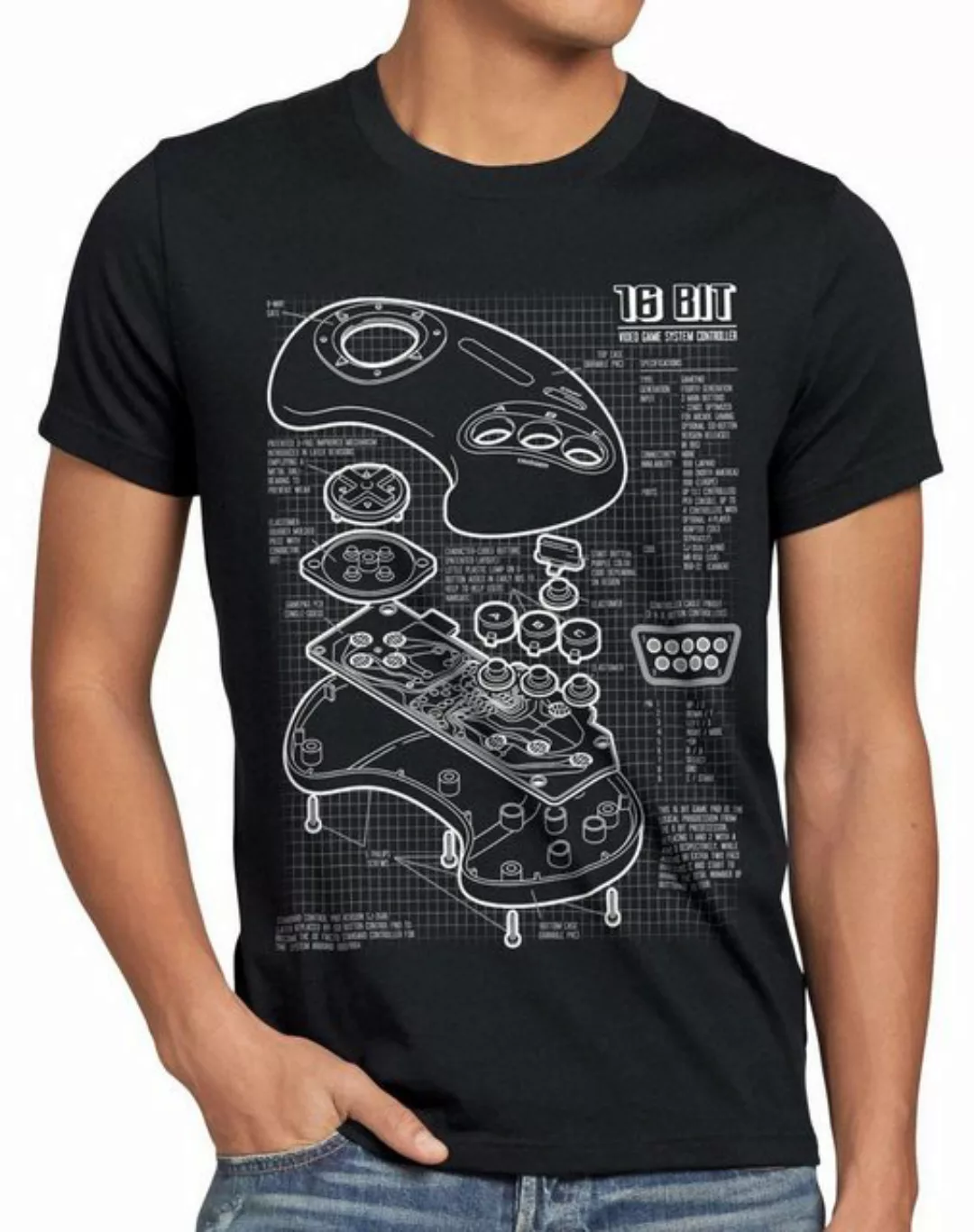 Print-Shirt Herren T-Shirt Mega 16-Bit Konsole drive master gamer genesis s günstig online kaufen