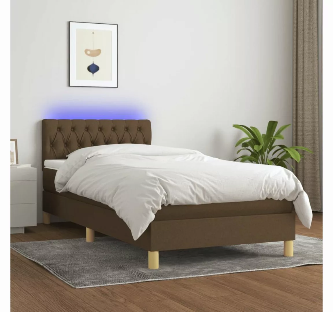 vidaXL Boxspringbett Boxspringbett mit Matratze LED Dunkelbraun 90x200 cm S günstig online kaufen