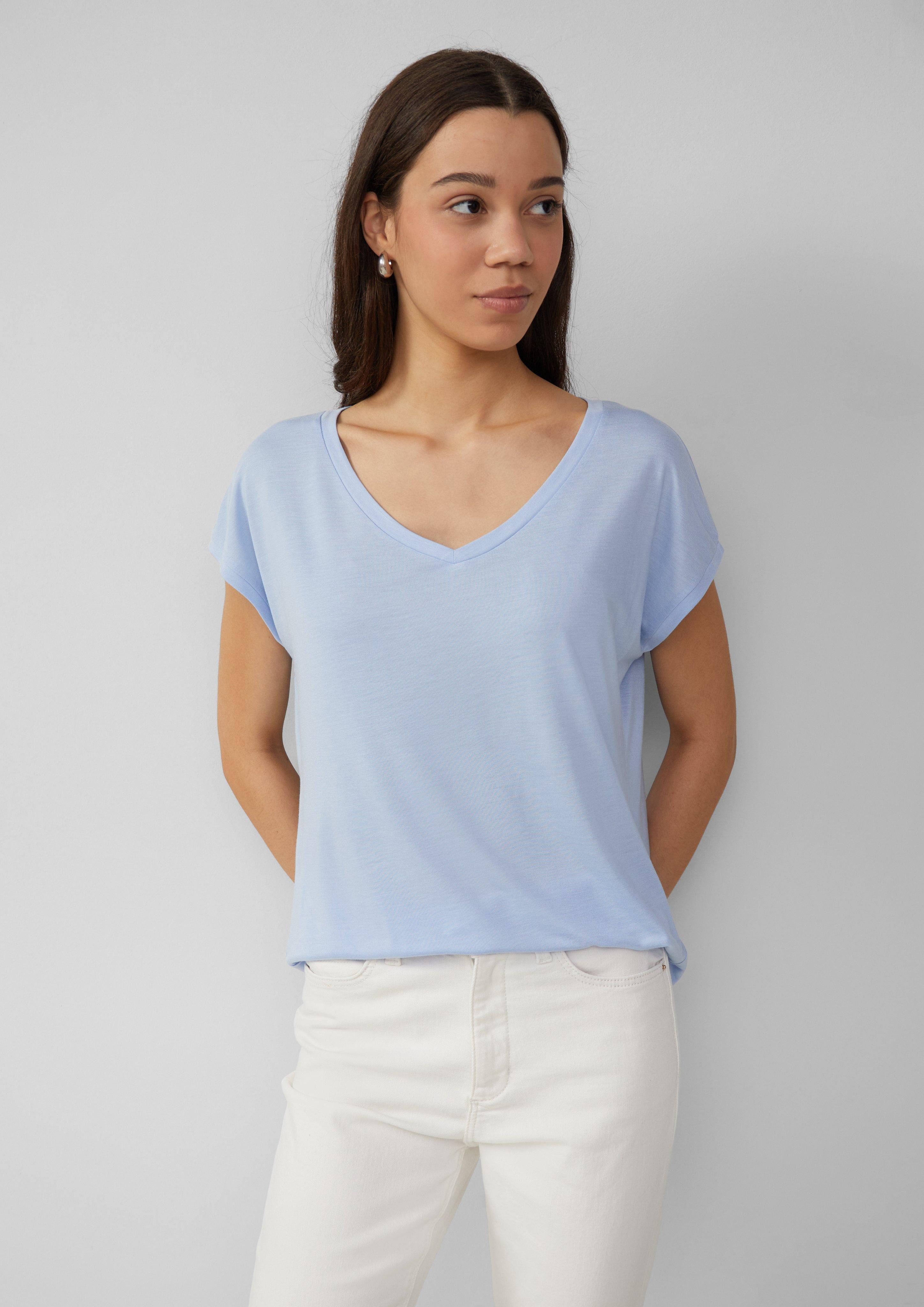 QS T-Shirt mit V-Ausschnitt günstig online kaufen