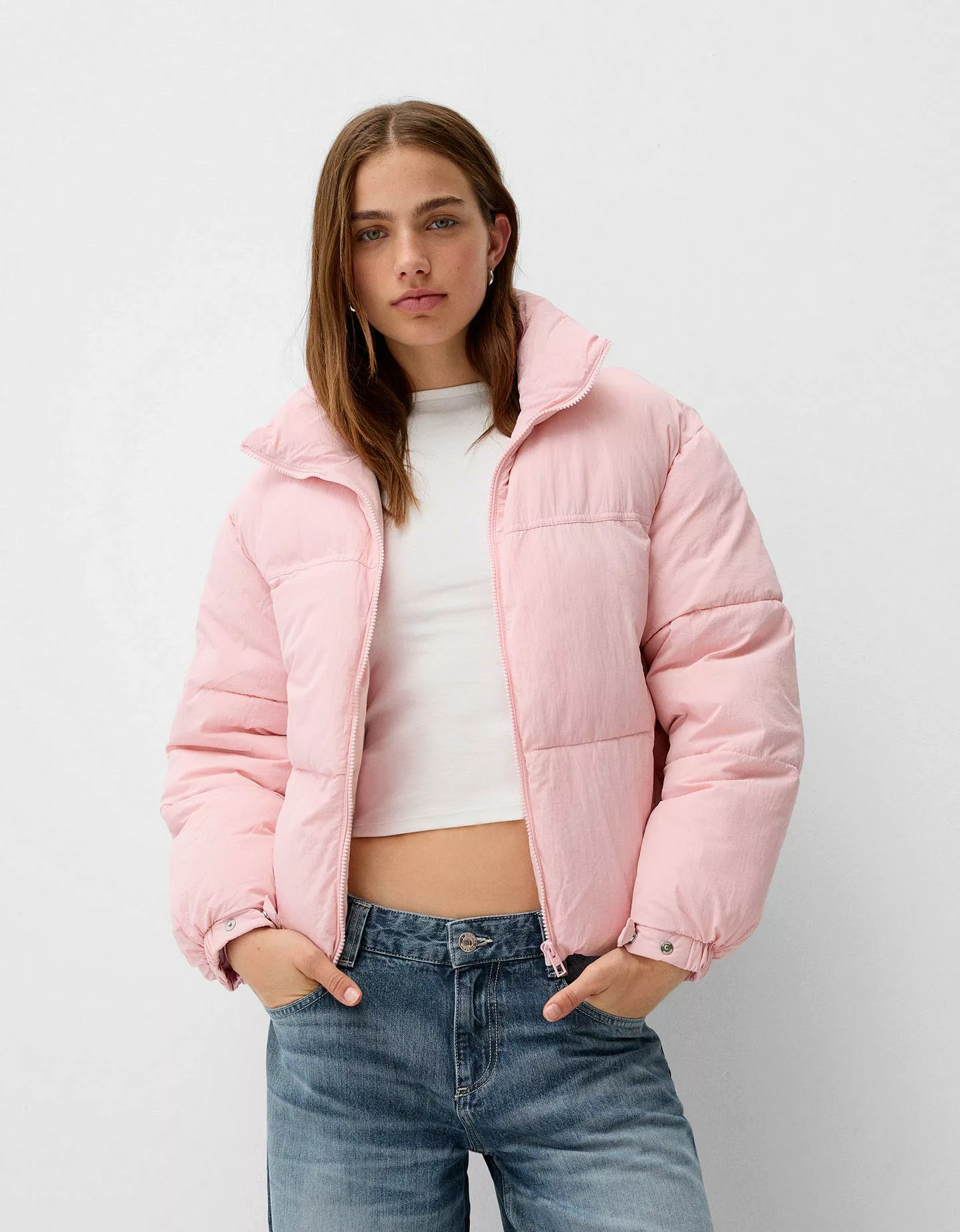 Bershka Puffjacke Damen M Rosa günstig online kaufen