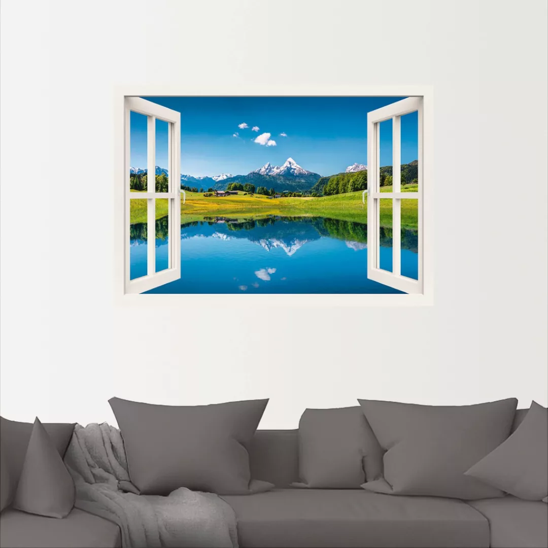 Artland Wandbild "Fensterblick Alpen und Bergsee", Berge, (1 St.), als Lein günstig online kaufen