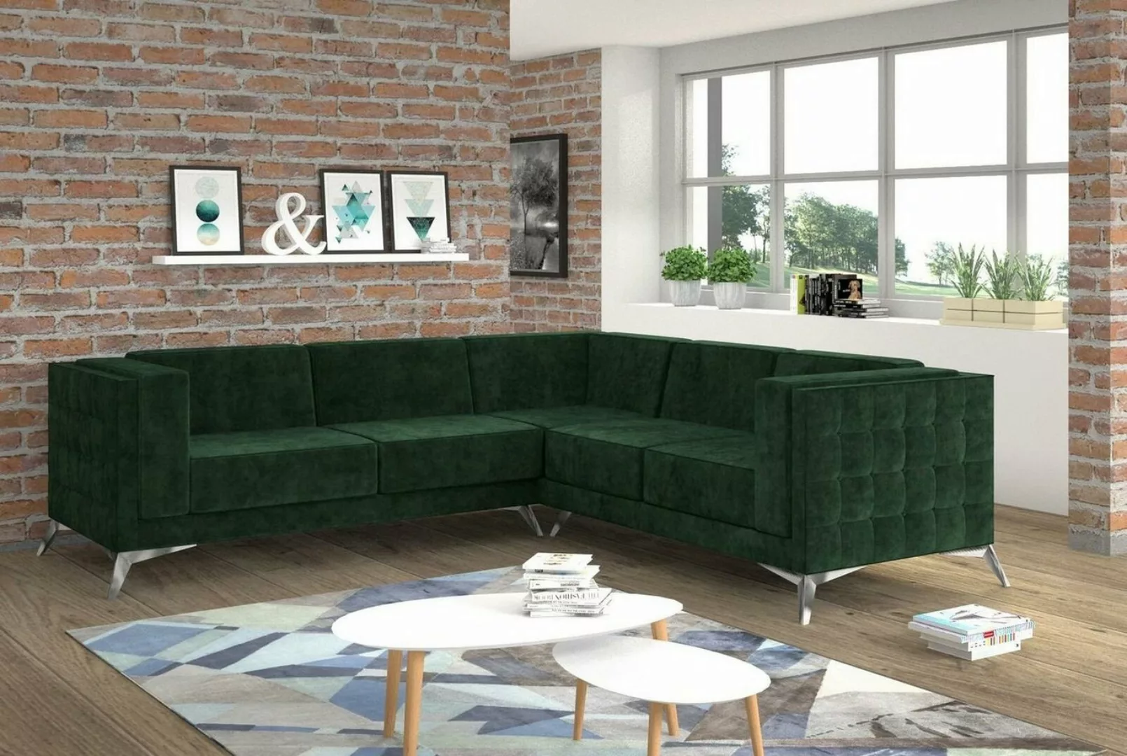 JVmoebel Ecksofa, Sofa L-Form Chesterfield Couch Wohnlandschaft Garnitur günstig online kaufen