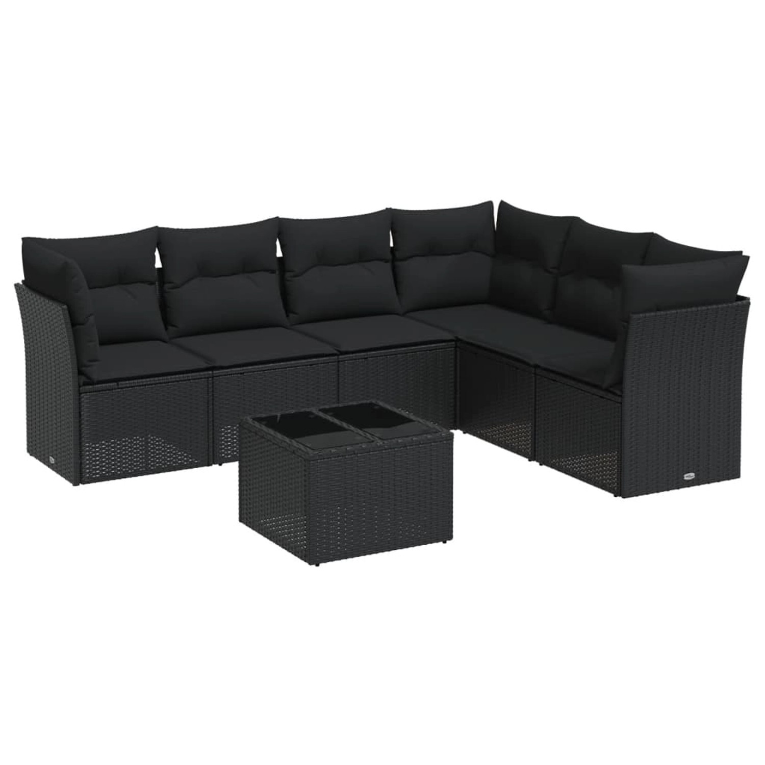 vidaXL 7-tlg Garten-Sofagarnitur mit Kissen Schwarz Poly Rattan Modell 35 günstig online kaufen