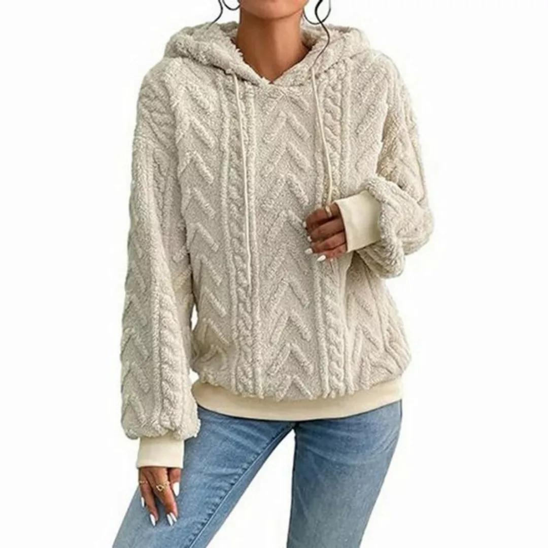 FIDDY Kapuzenpullover Damen-Strickpullover –flauschiges Kapuzen-Sweatshirt günstig online kaufen
