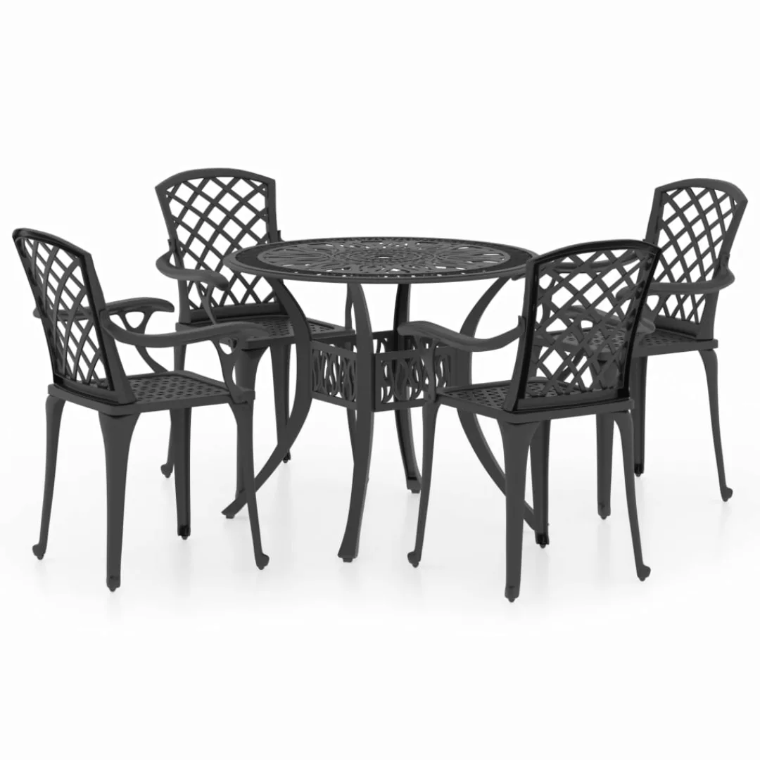 5-tlg. Bistro-set Aluminiumguss Schwarz günstig online kaufen