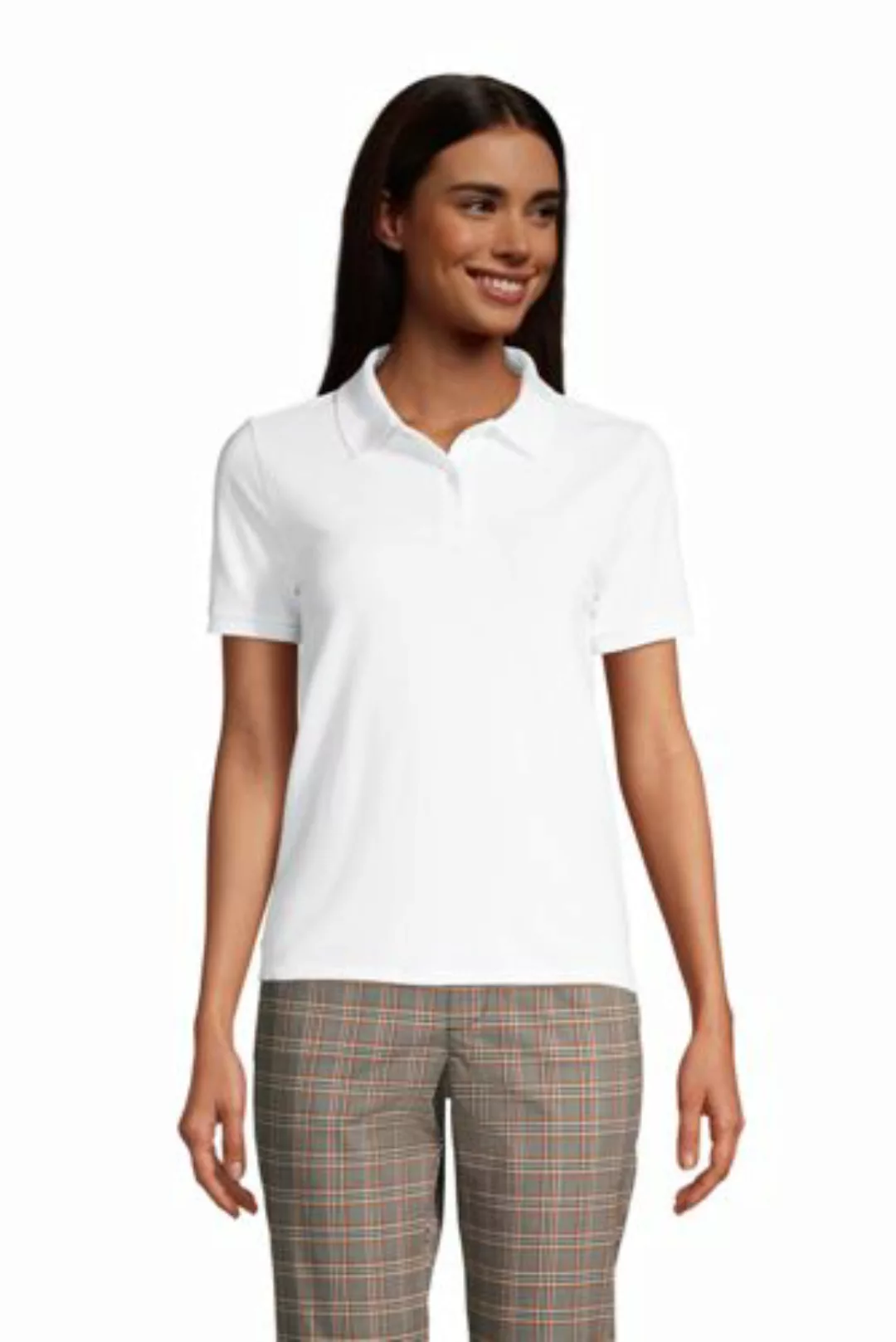Piqué-Poloshirt, Damen, Größe: XS Normal, Weiß, Baumwolle, by Lands' End, W günstig online kaufen