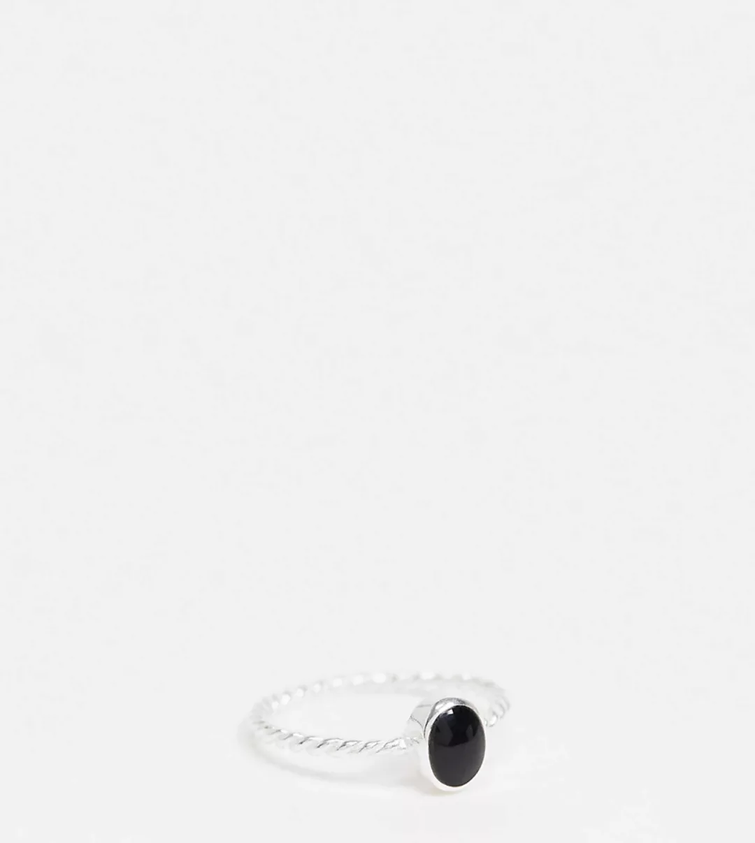 ASOS DESIGN – Ring aus Sterlingsilber mit schwarzem Stein günstig online kaufen