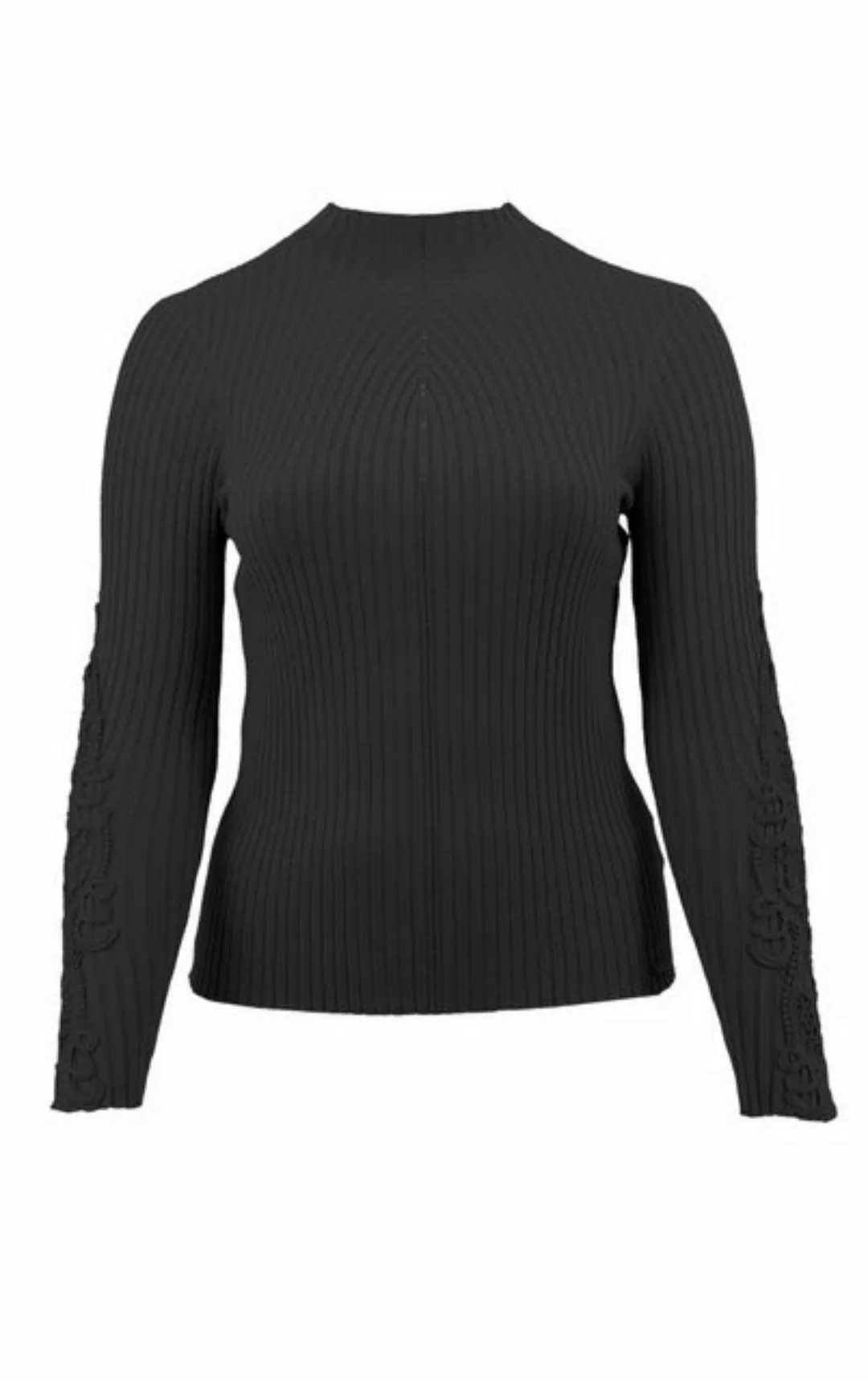 Passioni Strickpullover mit Spitzendetails an den Ärmeln und dezenten Stras günstig online kaufen