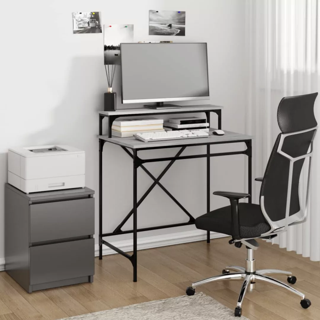 Vidaxl Schreibtisch Grau Sonoma 80x50x90 Cm Holzwerkstoff Und Eisen günstig online kaufen