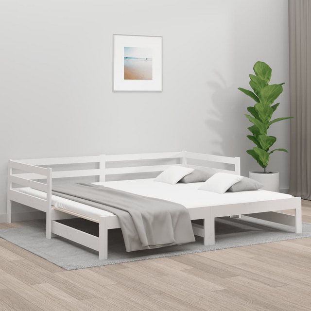 vidaXL Bett Tagesbett Ausziehbar Weiß 90x190 cm Massivholz Kiefer günstig online kaufen