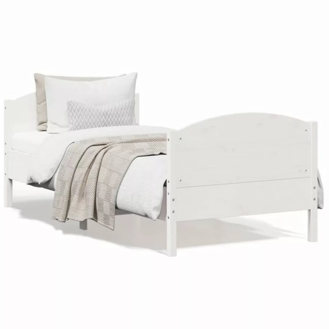 vidaXL Bettgestell Massivholzbett mit Kopfteil Weiß 90x190 cm Kiefer Bett B günstig online kaufen