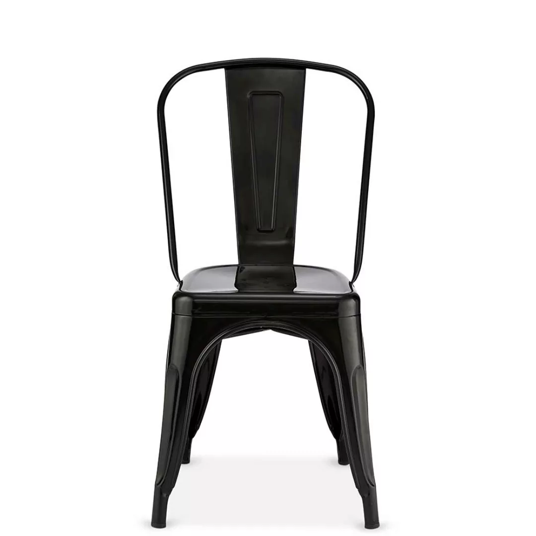 Industriedesign Stühle aus Stahl Schwarz (4er Set) günstig online kaufen