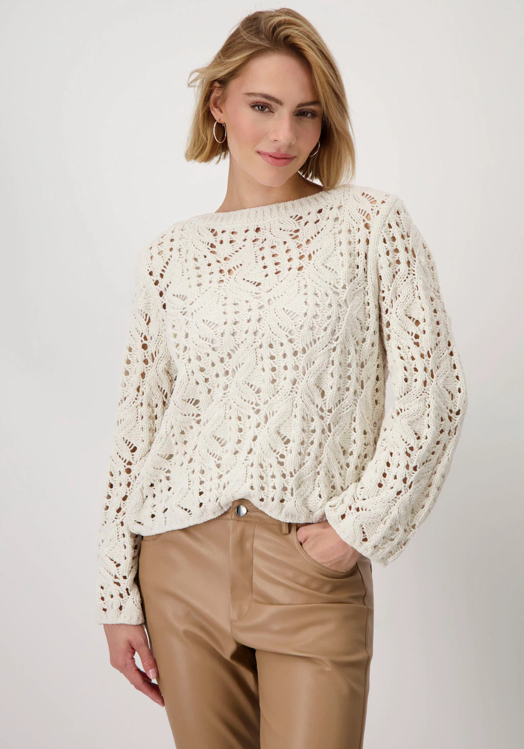 Monari Blusenshirt Chenille Pullover creamy beige günstig online kaufen