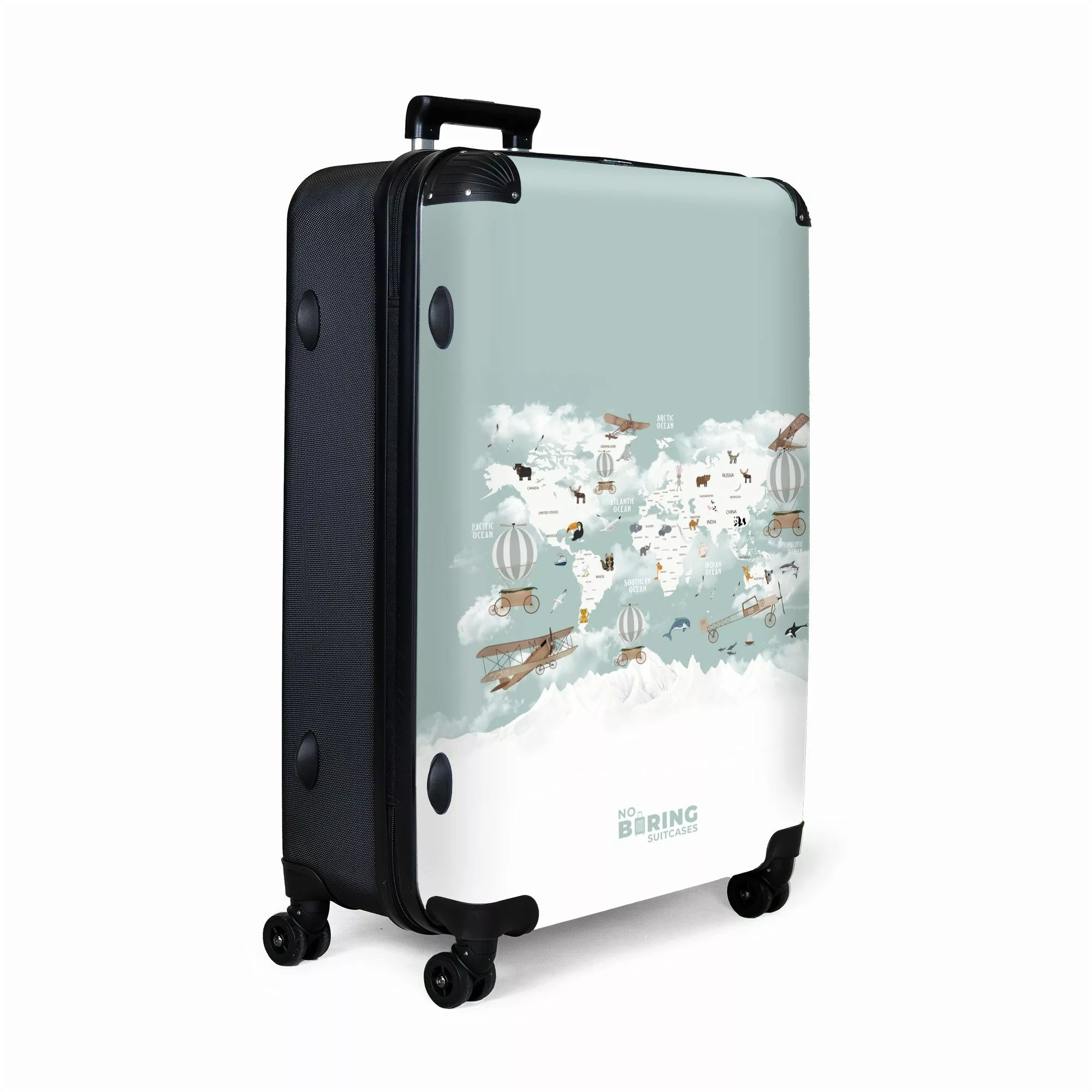 NoBoringSuitcases.com© Hartschalen-Trolley Weltkarte - Kind - günstig online kaufen