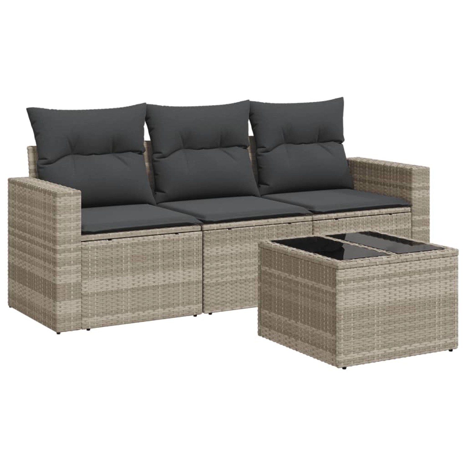 vidaXL 4-tlg Garten-Sofagarnitur mit Kissen Hellgrau Poly Rattan Modell 2 günstig online kaufen