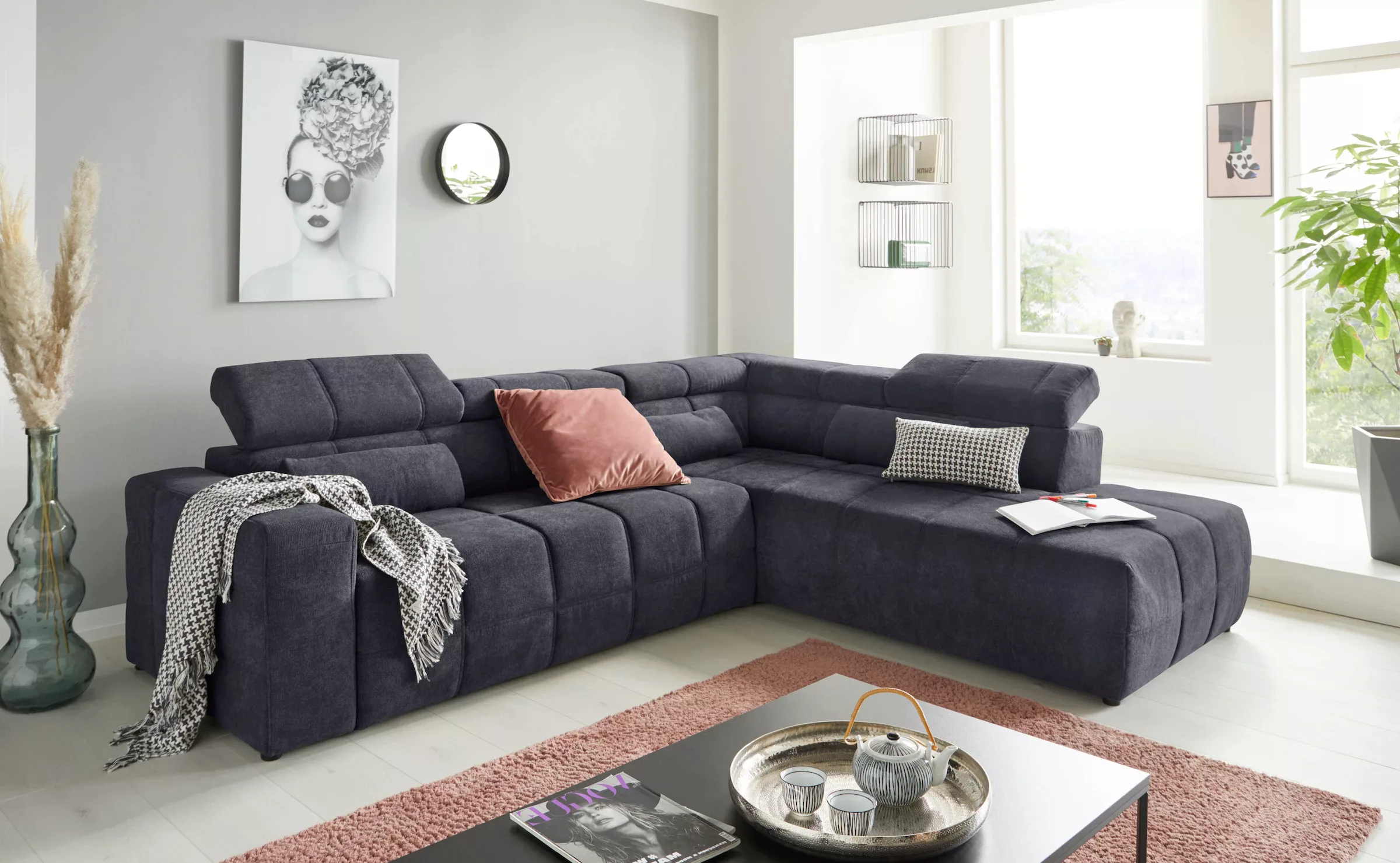 DOMO collection Ecksofa »Brandon L-Form, auch in Leder«, inklusive Kopfteil günstig online kaufen