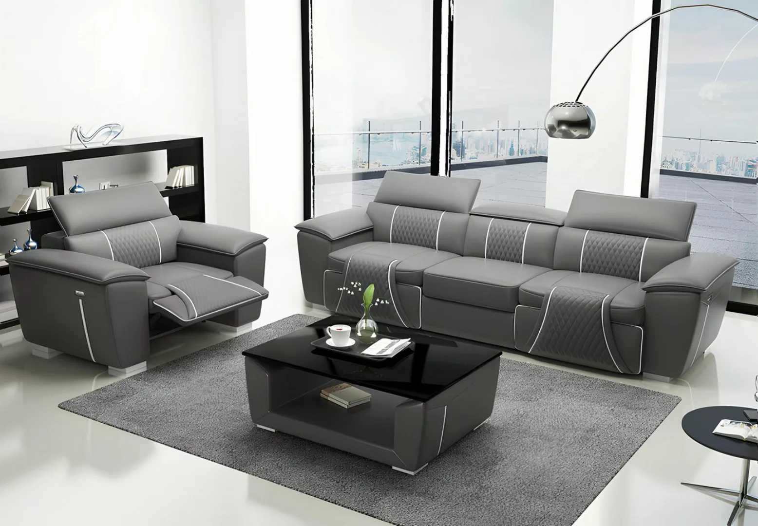 Xlmoebel Sofa Ledersofa mit Designer-Polsterung und 3+1 Sitzplätzen in, Her günstig online kaufen