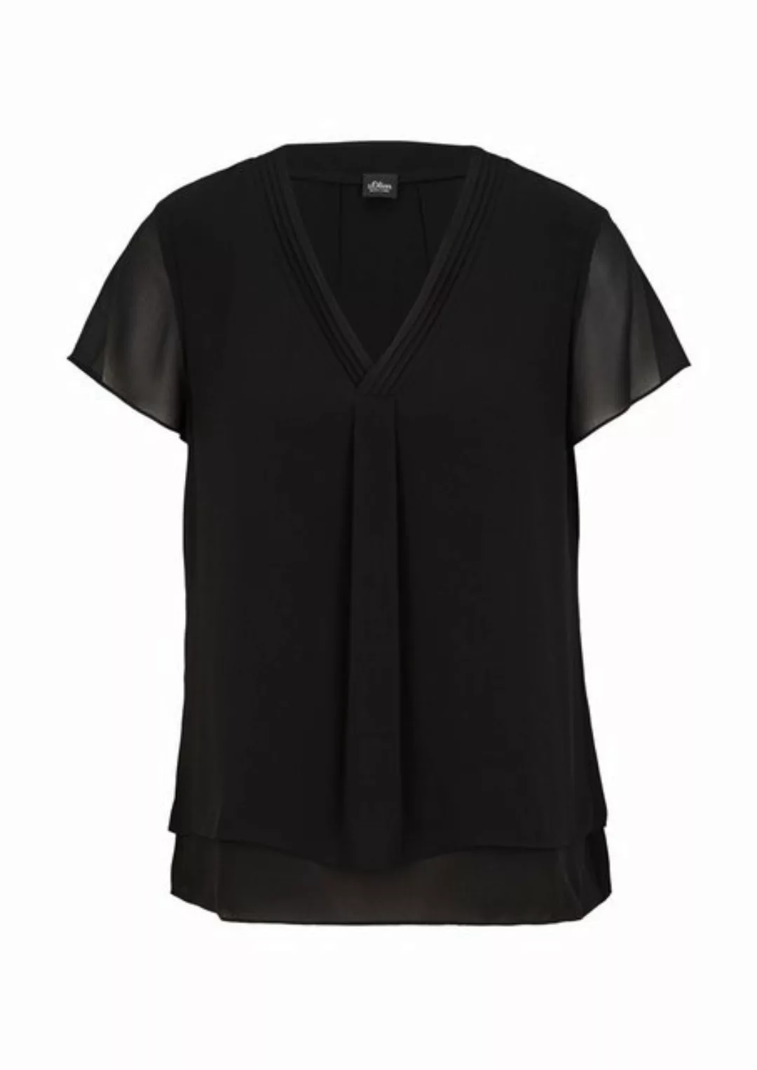 s.Oliver BLACK LABEL Kurzarmbluse Layering-Bluse aus Chiffon Layering günstig online kaufen