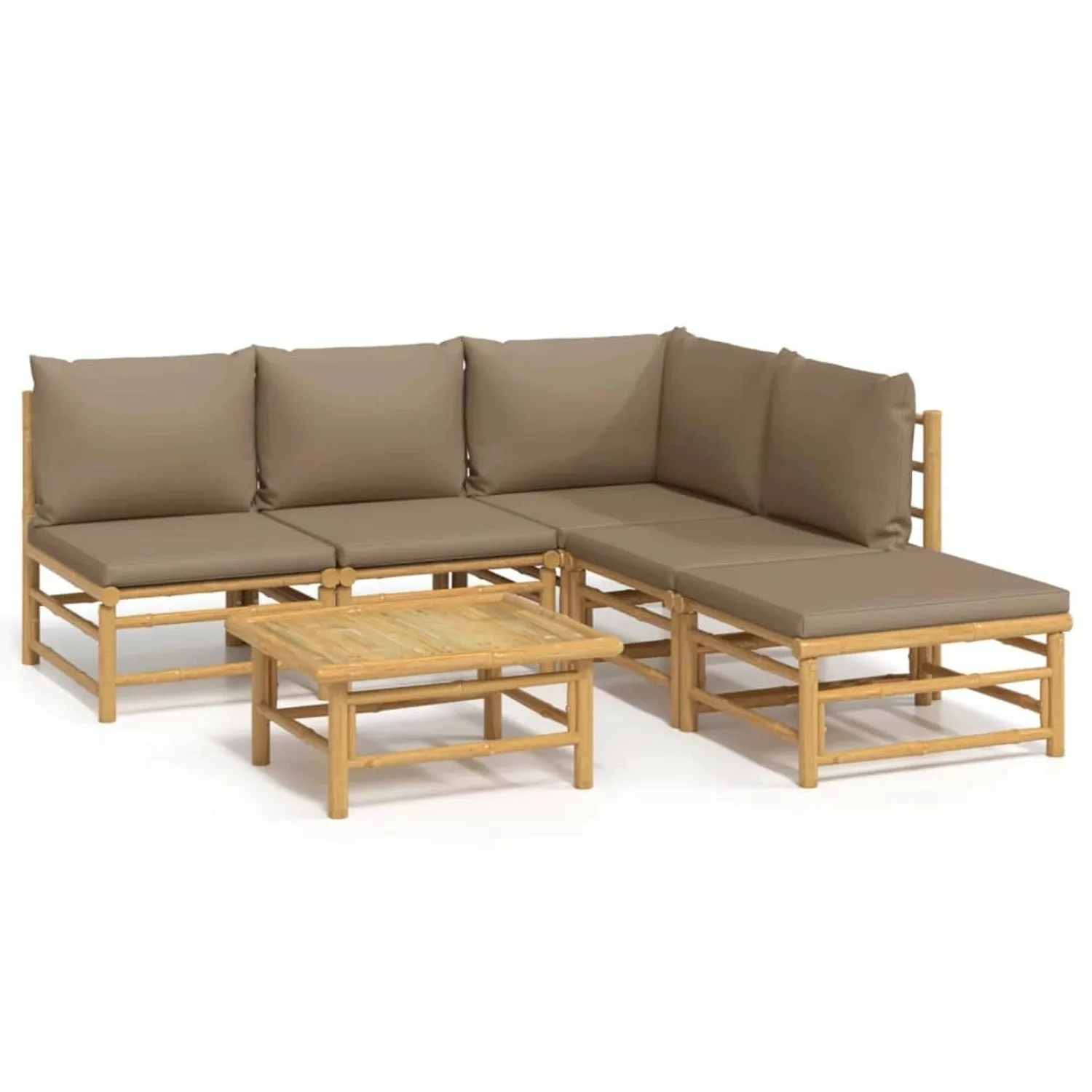 Vidaxl 6-tlg. Garten-lounge-set Mit Kissen Taupe Bambus günstig online kaufen