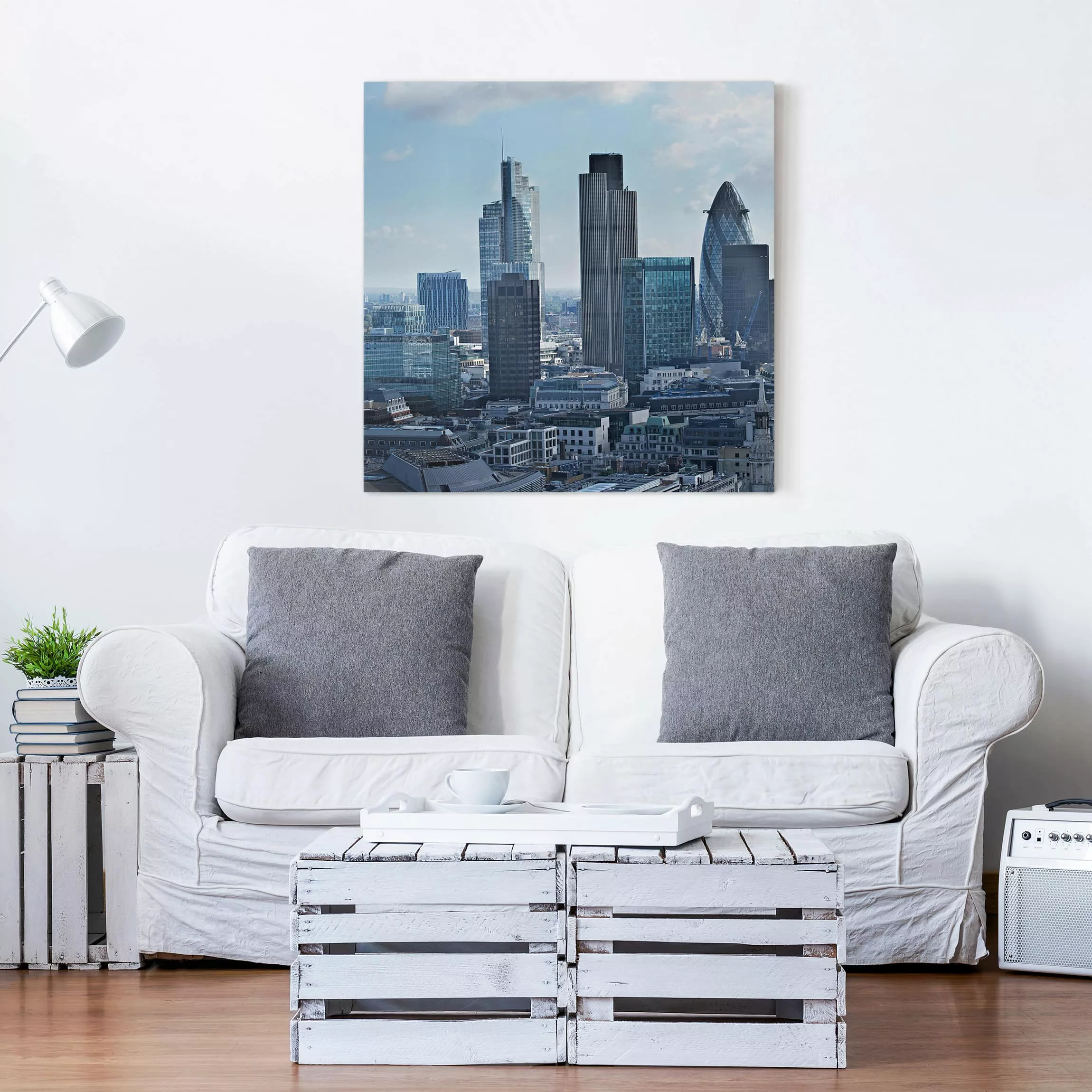 Leinwandbild London - Quadrat London Skyline günstig online kaufen