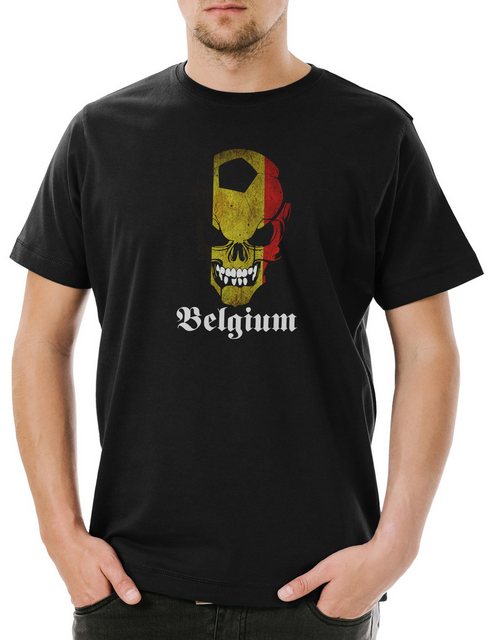 Urban Backwoods Print-Shirt Classic Football Soccer Belgium Skull Flag Herr günstig online kaufen