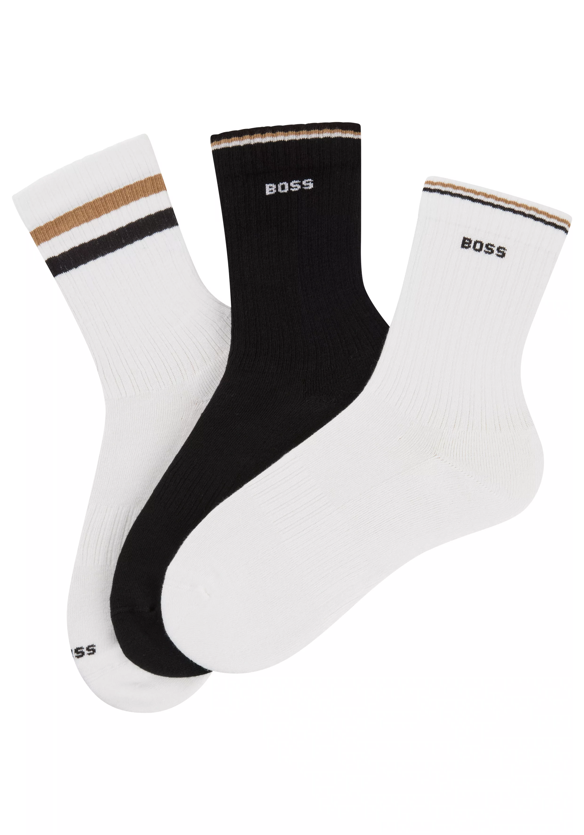 BOSS Socken "3P QS Rib Iconic VB", (3 Paar), mit rippen und sportiven Strei günstig online kaufen