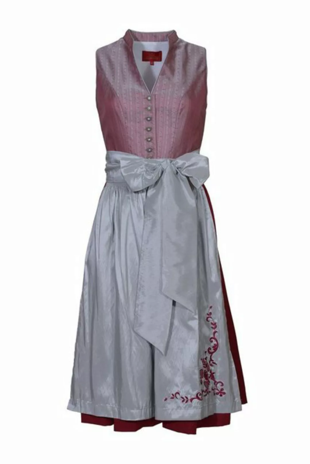 K&K Kaiserjäger Dirndl Mididirndl hochgeschlossen, 70 cm Länge, bordeaux, b günstig online kaufen