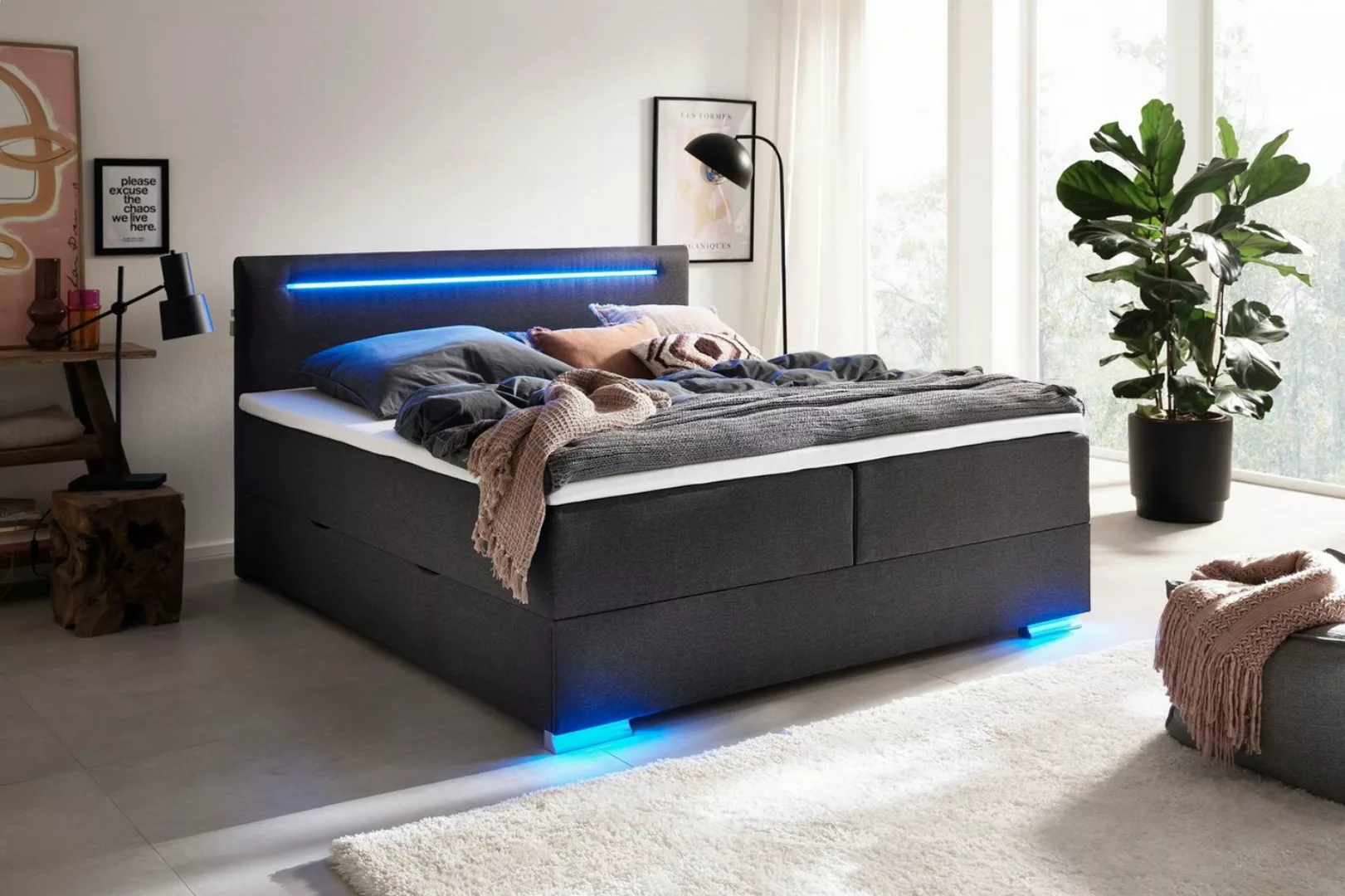 meise.möbel Polsterbett mit Bettkasten und LED-Beleuchtung günstig online kaufen
