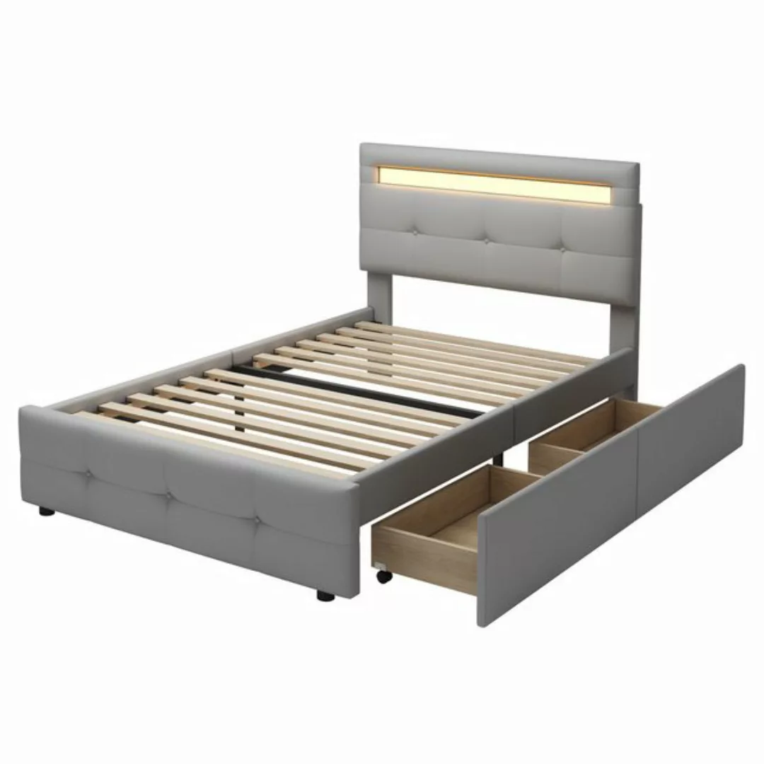 MODFU Bett Polsterbett Kinderbett Jugendbett Gästebett (mit LED-Leuchten, 2 günstig online kaufen