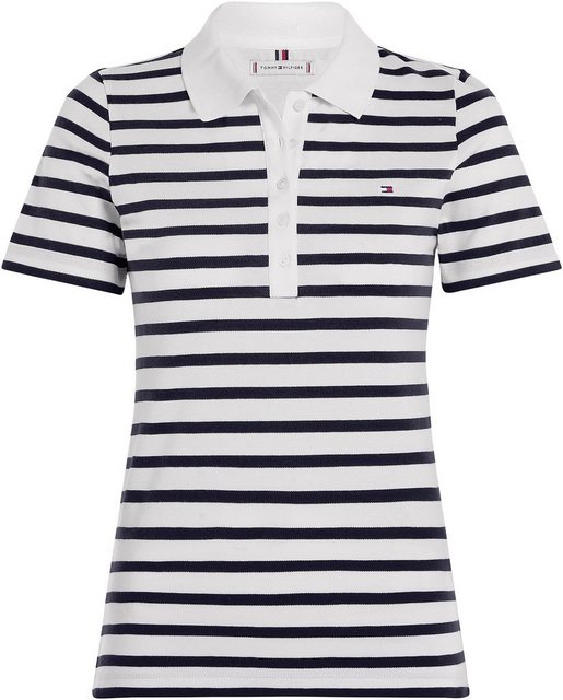 Tommy Hilfiger Poloshirt 1985 SLIM PIQUE STRIPE POLO SS mit dezenter Tommy günstig online kaufen