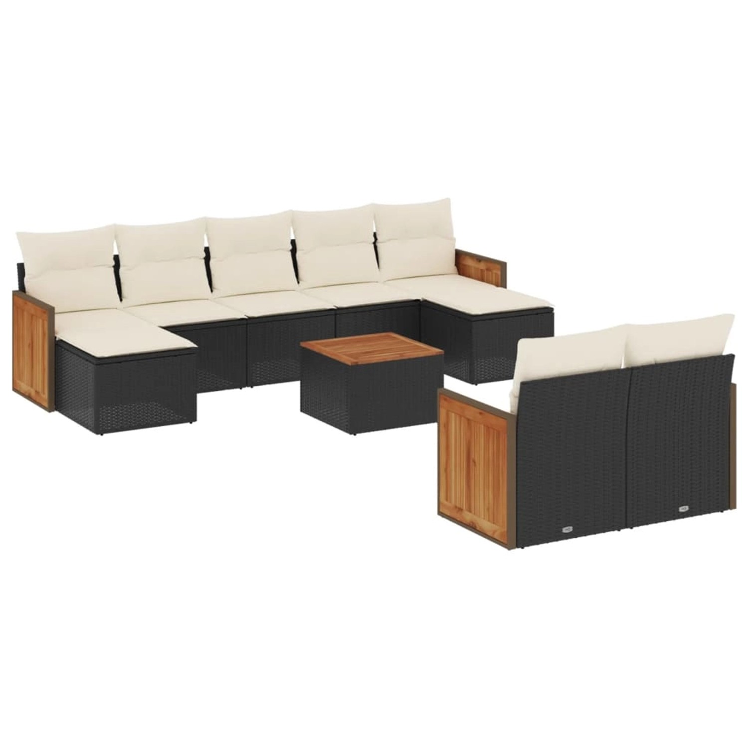 vidaXL 10-Tlg Garten-Sofagarnitur mit Kissen Schwarz Poly Rattan 3228086 günstig online kaufen