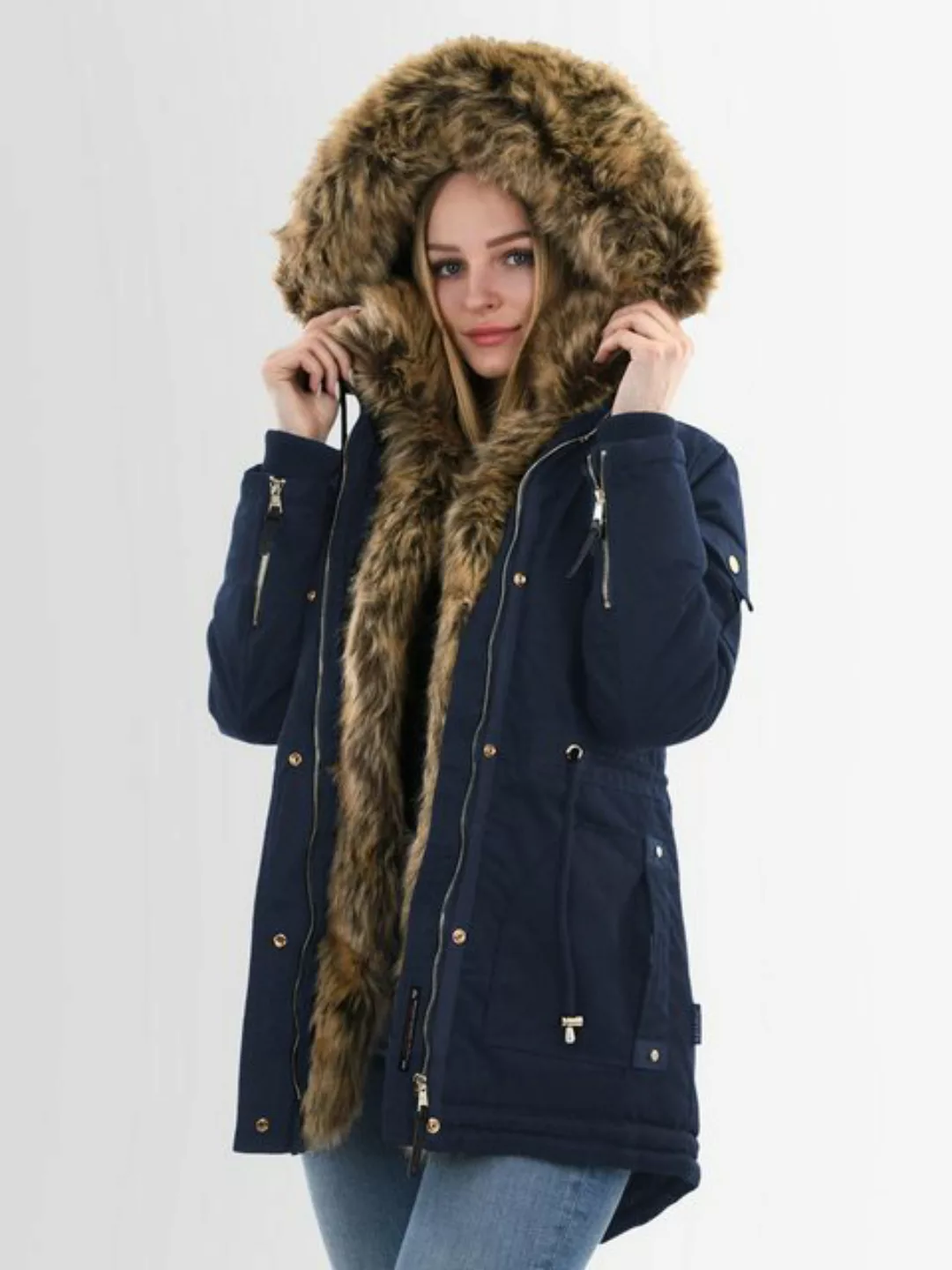 Navahoo Winterjacke Daria Winterjacke mit voluminösem Kunstfellkragen günstig online kaufen