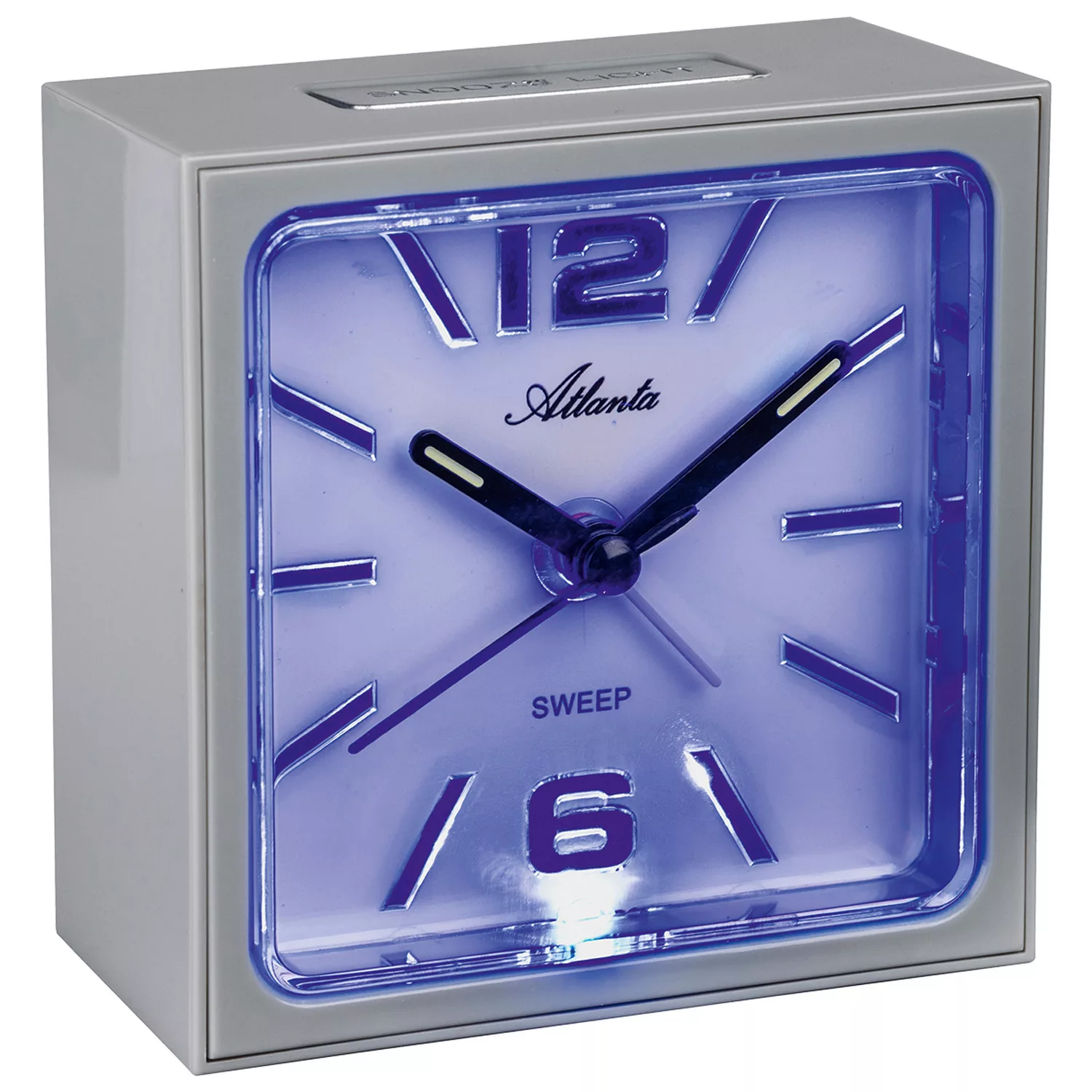 Atlanta 2130/4 Wecker Quarz Analog Eckig Grau Mit Licht Snooze günstig online kaufen