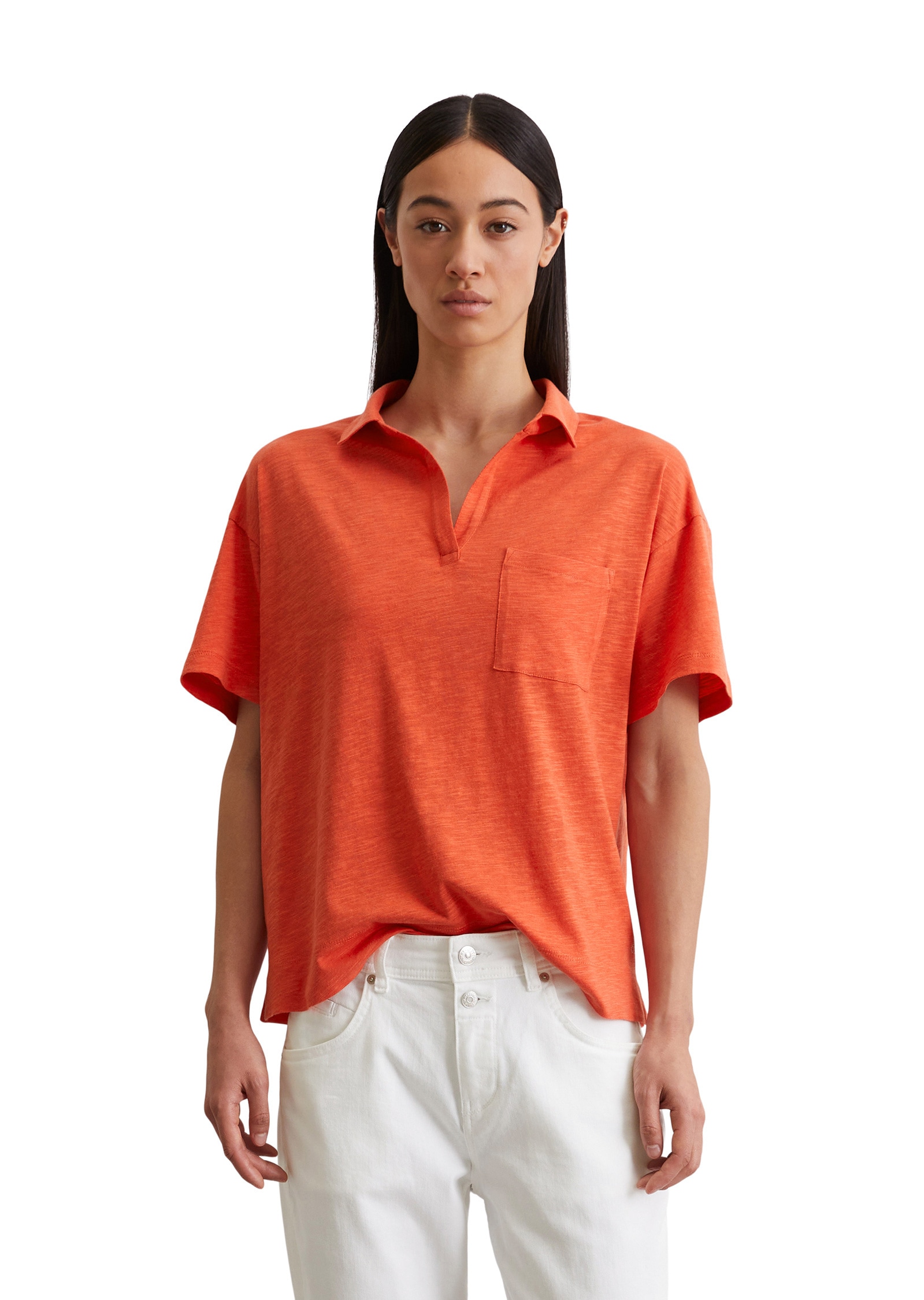 Marc OPolo Poloshirt "aus Organic Cotton-Viskose-Mix" günstig online kaufen