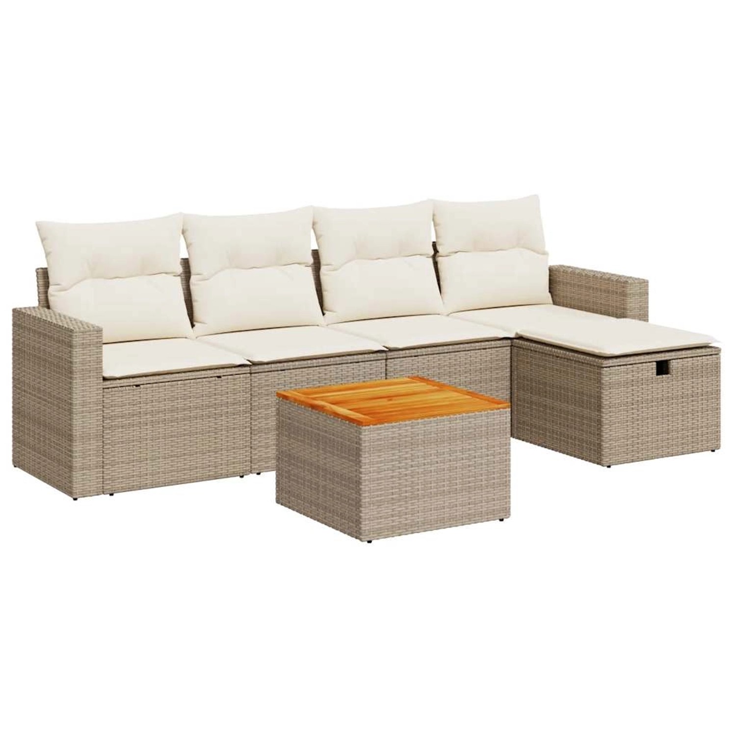 vidaXL 6-Tlg Garten-Sofagarnitur mit Kissen Beige Poly Rattan 3325782 günstig online kaufen