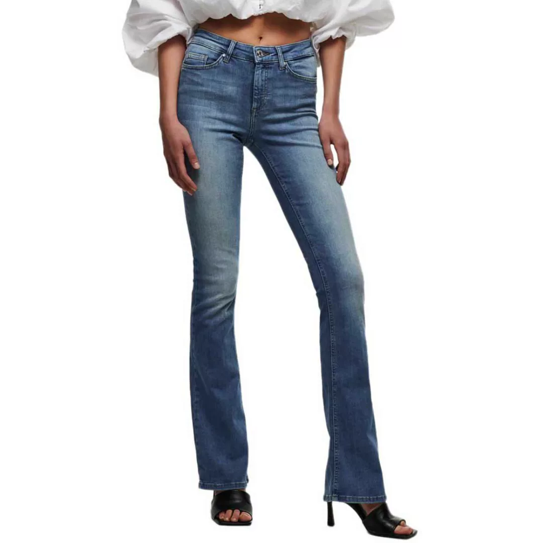 Only Damen Jeans ONLBLUSH MID FLARED REA1319 Blau - Medium Blue Denim günstig online kaufen