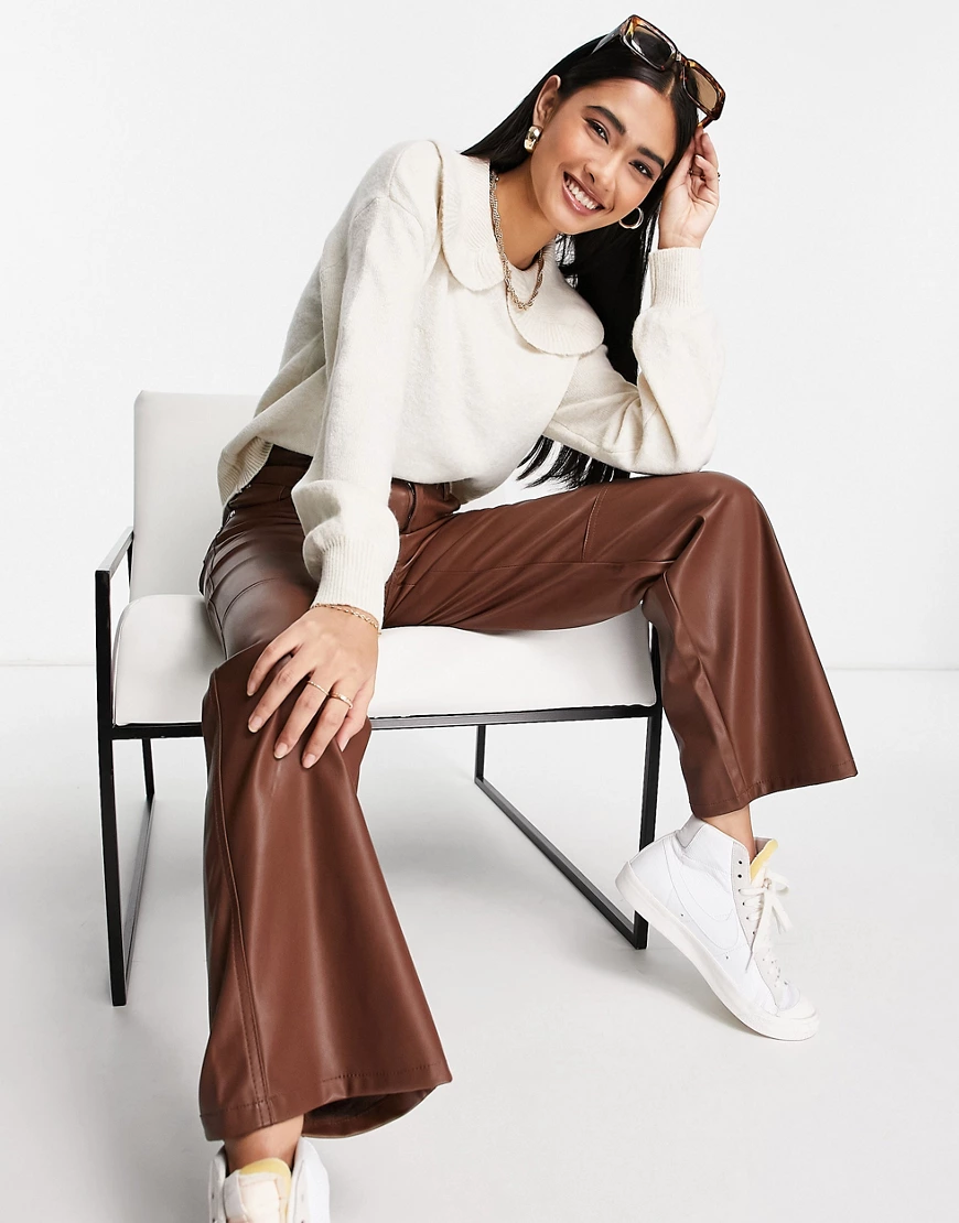 Vero Moda – Pullover in Creme mit Kragen-Weiß günstig online kaufen